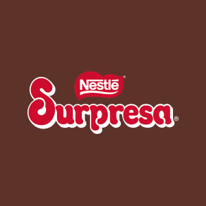 logo de Surpresa aplicado em fundo marrom