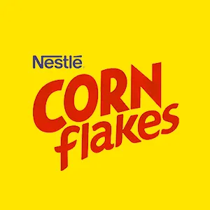 logo da marca corn flakes em vermelho no fundo branco