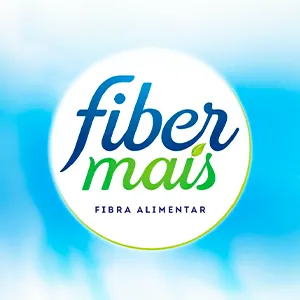 logo da marca fibermais em azul e verde no fundo branco